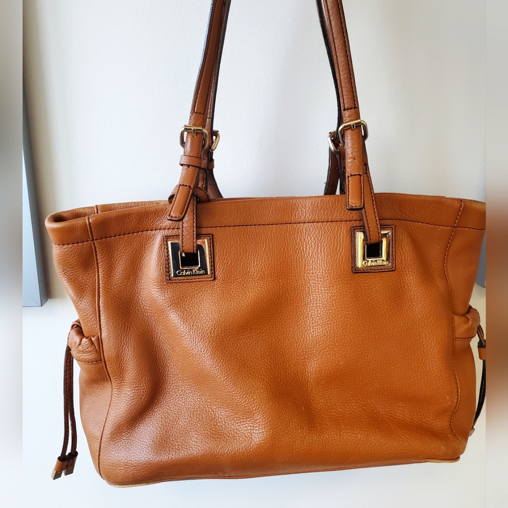 Calvin Klein Tan Leather Shoulder Bag